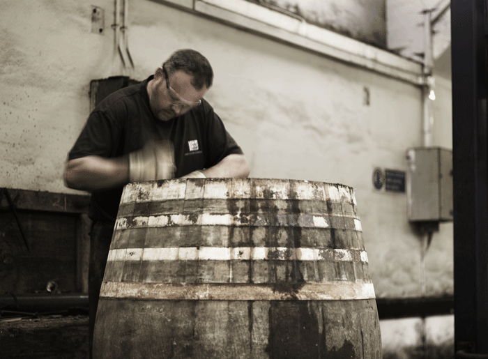 A cooper at work at The Glenrothes whisky