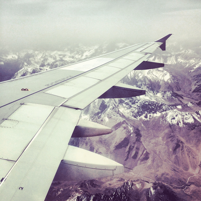 The last view of the Andes on the way to New Zealand