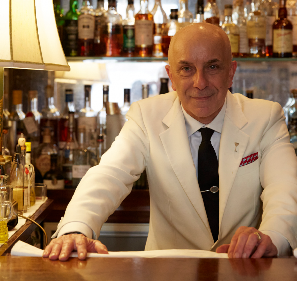 Dukes bartender Alessandro Palazzi behind the bar at the famous hotel
