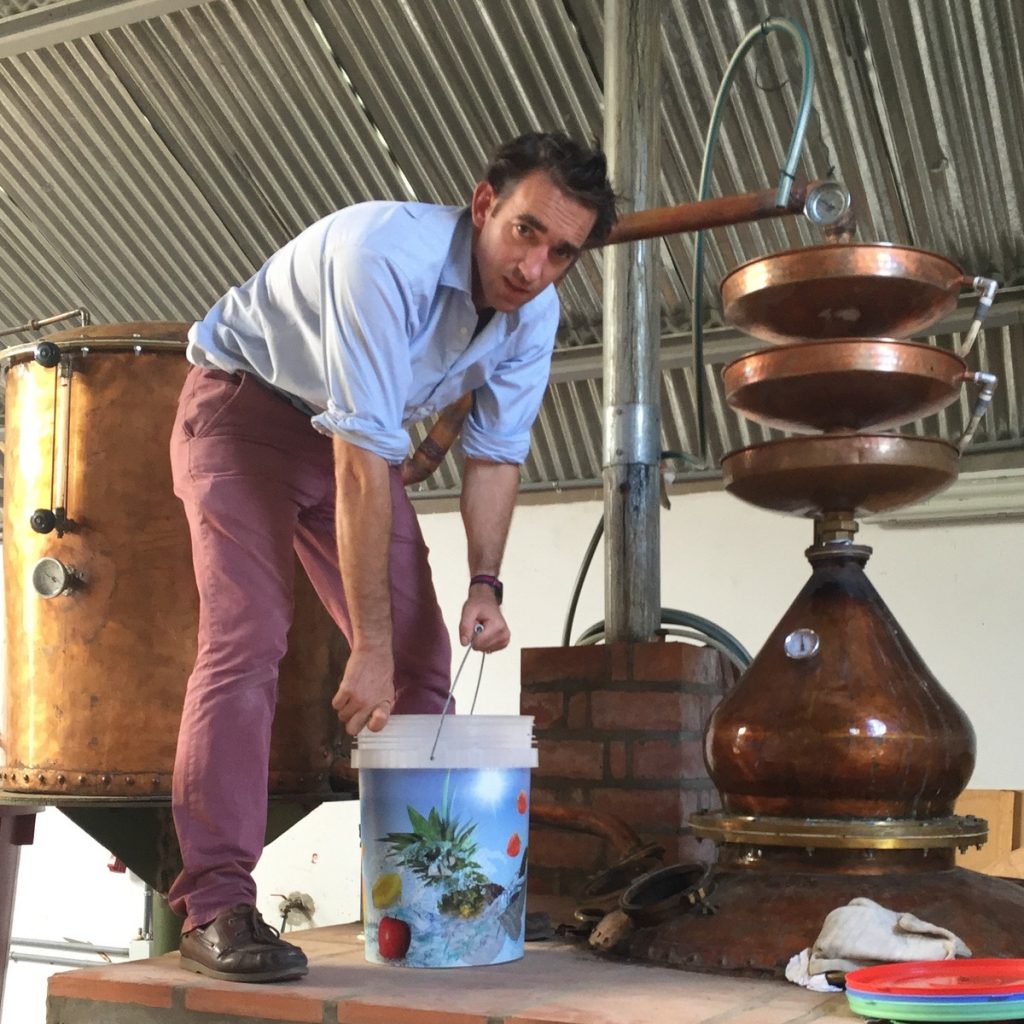 Alex James at work in his London to Lima distillery